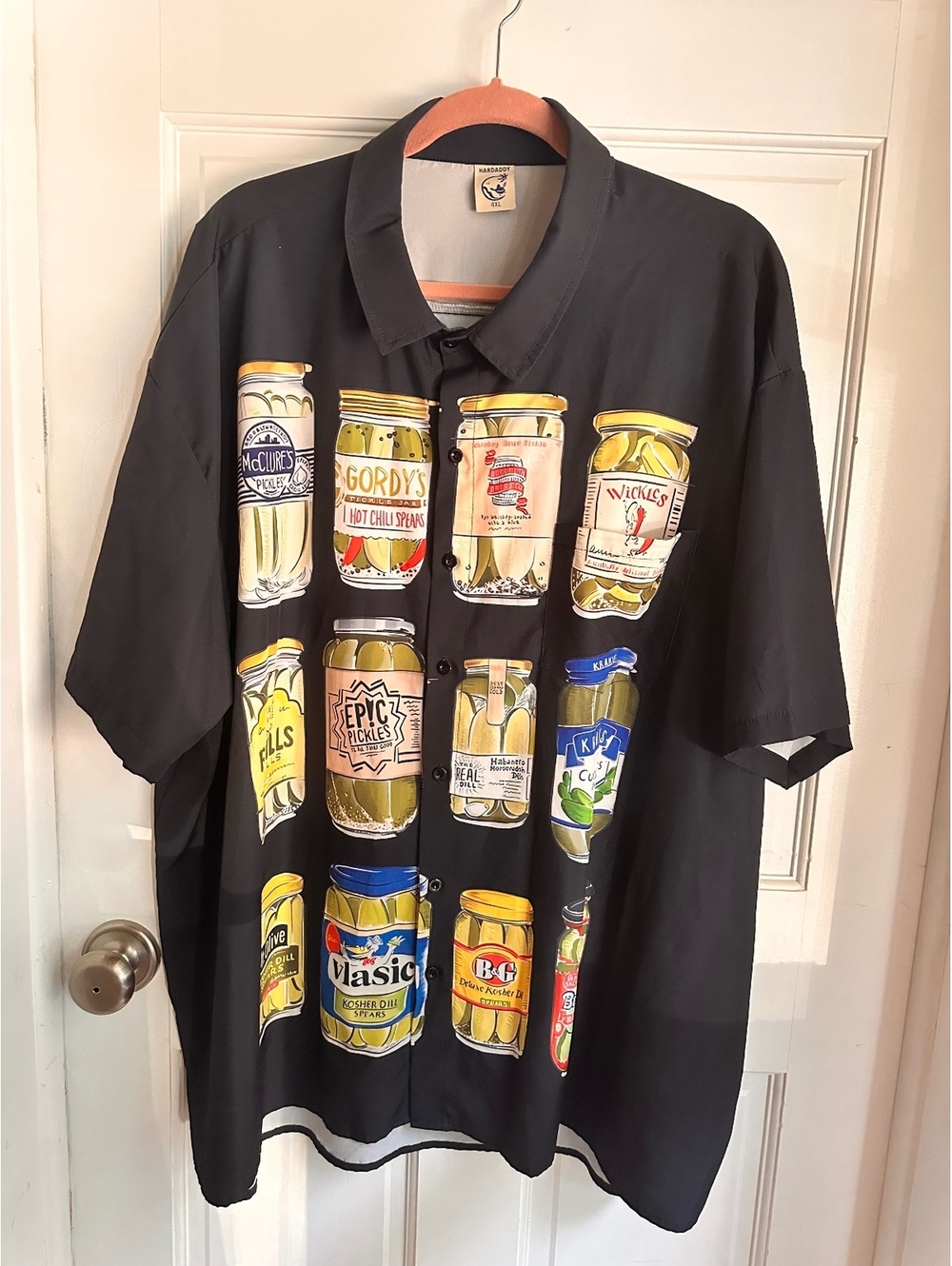 Hardaddy Novelty All-Over Graphic Print Dill Pickle Casual Shirt Size 4XL